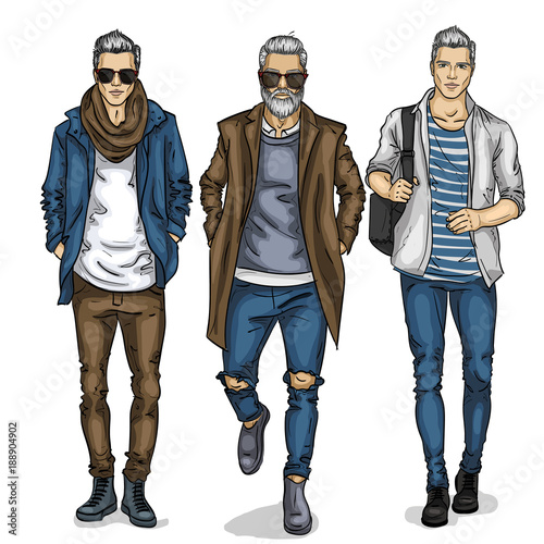 Vector young man models