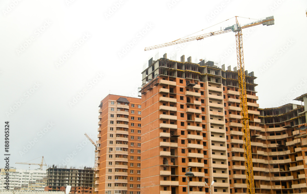 Construction of a multi-storey building in the city Construction of a multi-storey building in the city