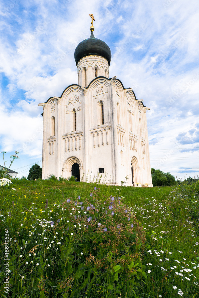 The Church of the Intercession of the Holy Virgin on the Nerl River. Summer landscape.