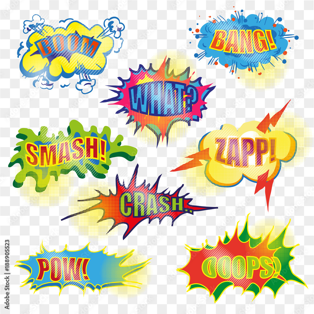 Vector pop art comic explosive bubble set Vector pop art comic explosive bubble set