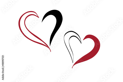 card - declaration of love or wedding invitation in the form of heart contours