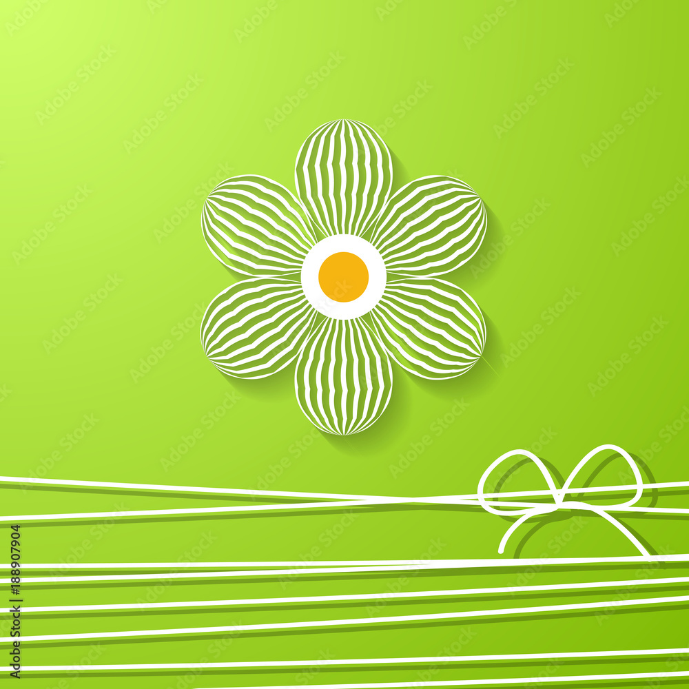 green greeting card with a paper flower green greeting card with a paper flower