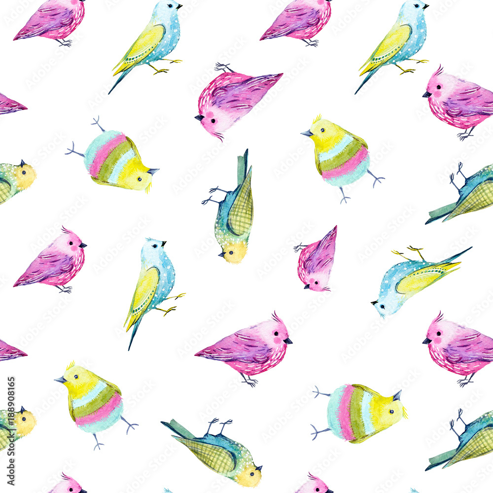Obraz Watercolor bird pattern