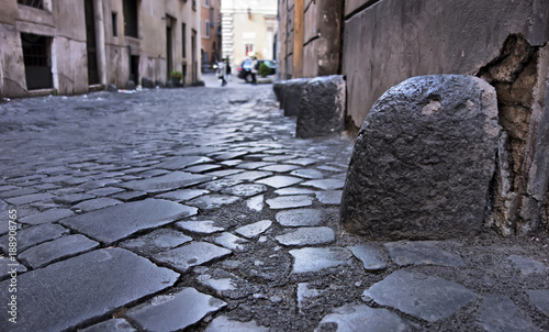 Canvas Print stone bollard in the Jewish Ghetto, Rome