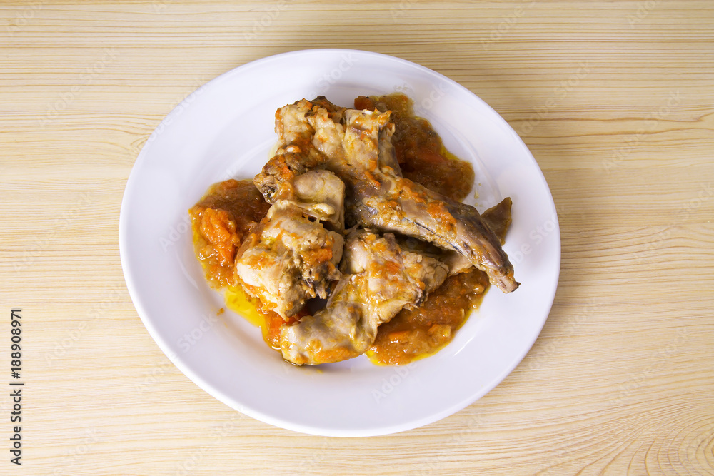 dish with rabbit stew dish with rabbit stew