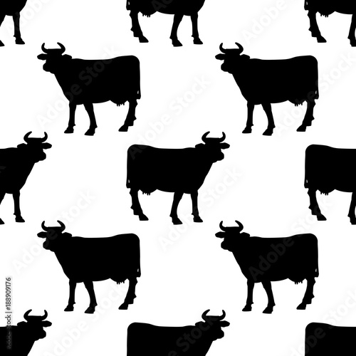 Icono plano patron con vaca negro sobre fondo blanco