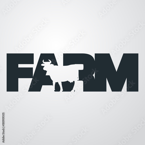 Logotipo vaca en espacio negativo en FARM en fondo degradado