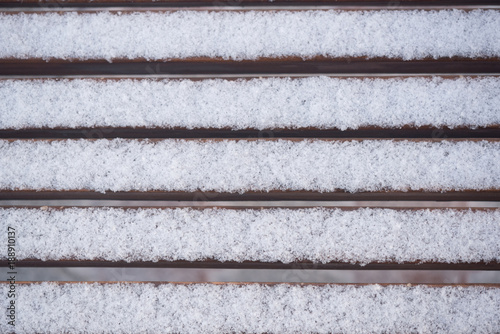 Snow on bench