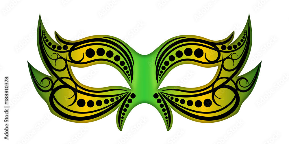 Carnaval Masque 2 Vert Jaune Ornement 1 Stock Vector | Adobe Stock