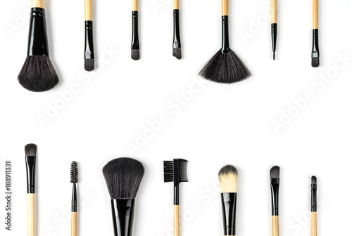 Various professional makeup brushes isolated