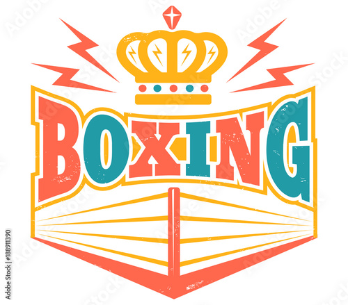 Retro emblem with boxing ring.