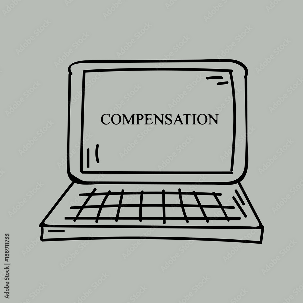 A computer hand painted. Business illustration with the inscription:compensation A computer hand painted. Business illustration with the inscription:compensation