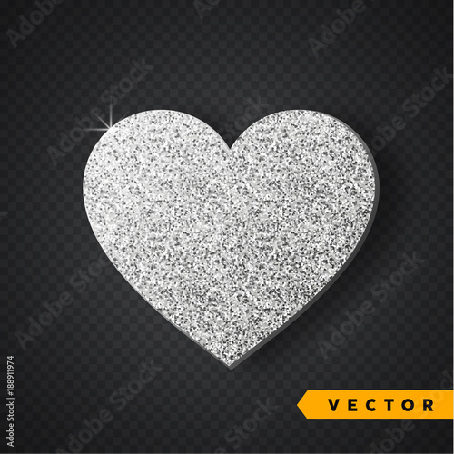 Vector Silver sparkles heart. Valentines Day Vector Sparkles and Glitters. Holiday Design.