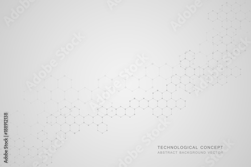 Geometric abstract background with hexagons. Structure molecule and communication. Science, technology and medical concept. Vector illustration.