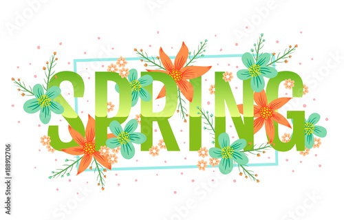 Vector spring banner with colofful flowers. Banner for spring. photo