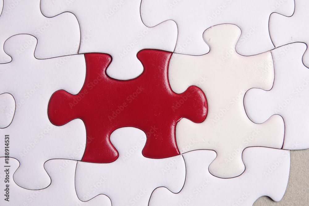 Red puzzle on white background. Copy space Red puzzle on white background. Copy space
