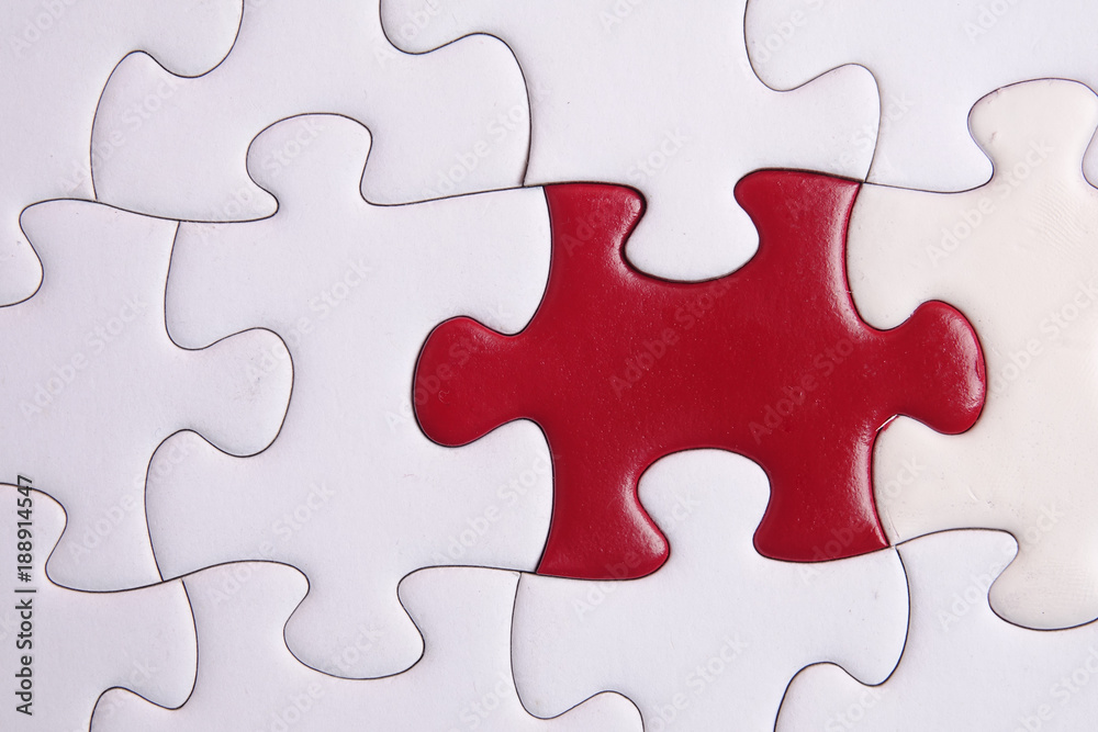 Red puzzle on white background. Copy space Red puzzle on white background. Copy space