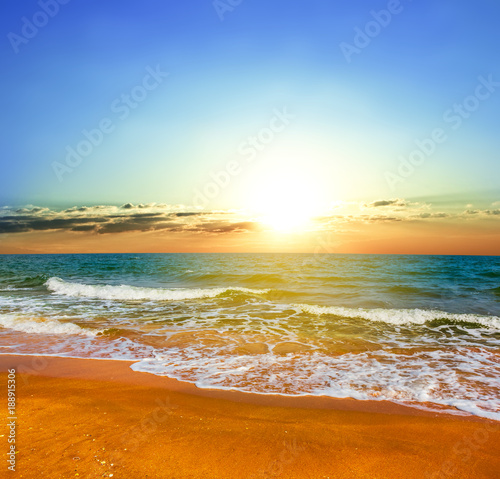 summer sandy sea beach at the sunset