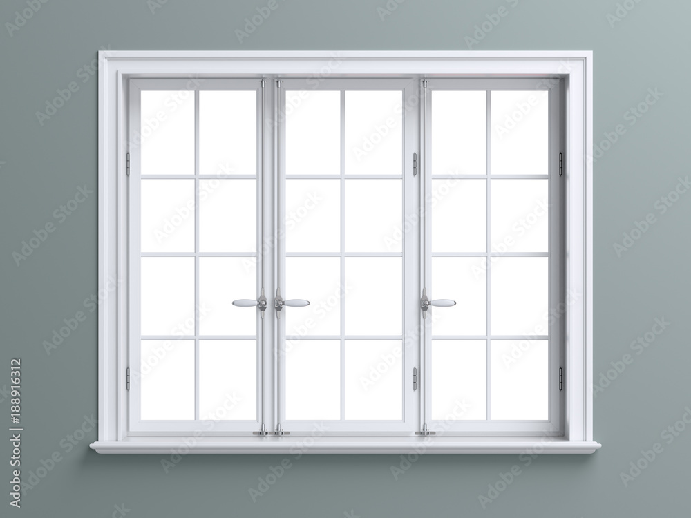 Fototapeta premium Vintage blank window inside room. 3d illustration
