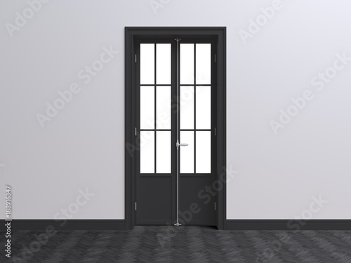 Vintage blank window inside room. 3d illustration