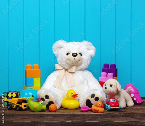 Toys on a wood