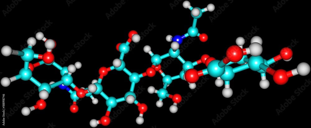 Hyaluronic acid molecular structure isolated on black