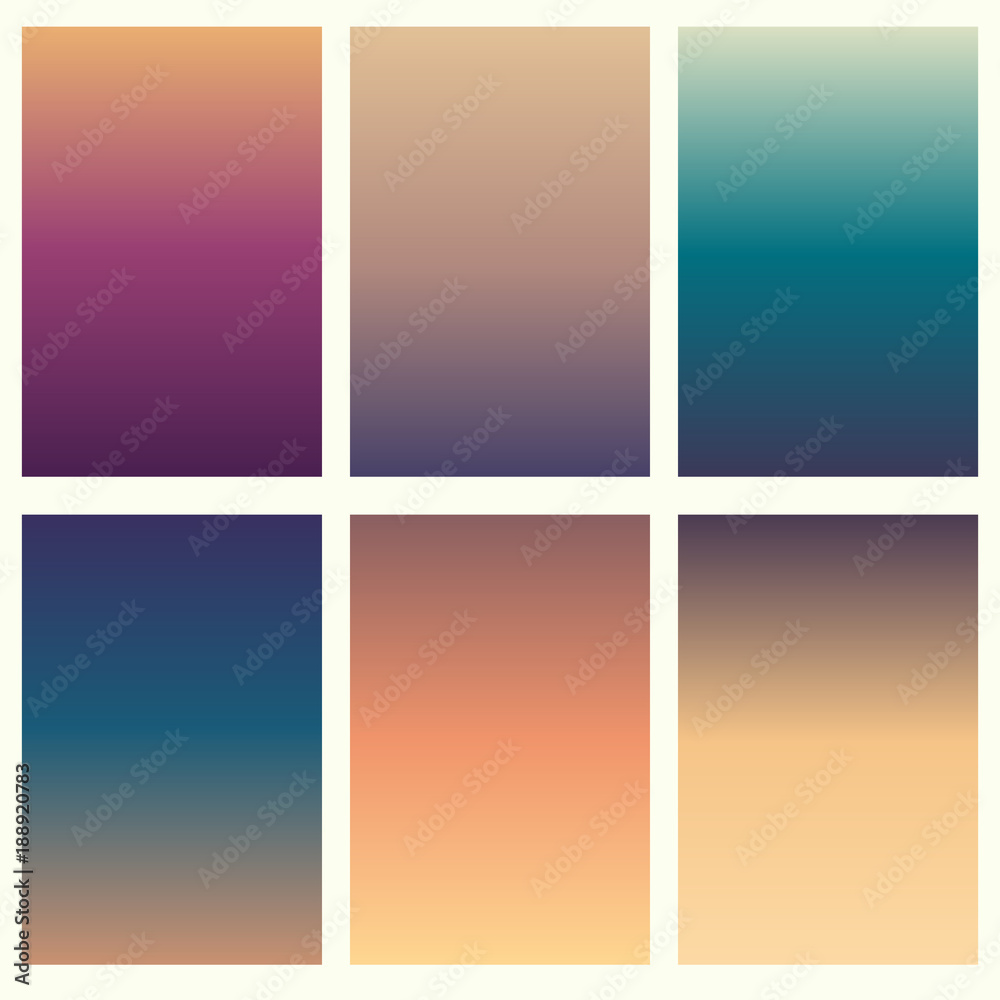 Colorful soft vector backgrounds gradient set. Abstract gradient collection design template.