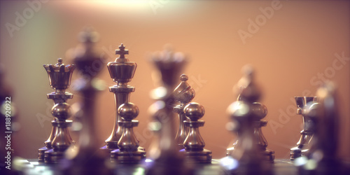 Chess Pieces. Pieces of chess game, image with shallow depth of field.