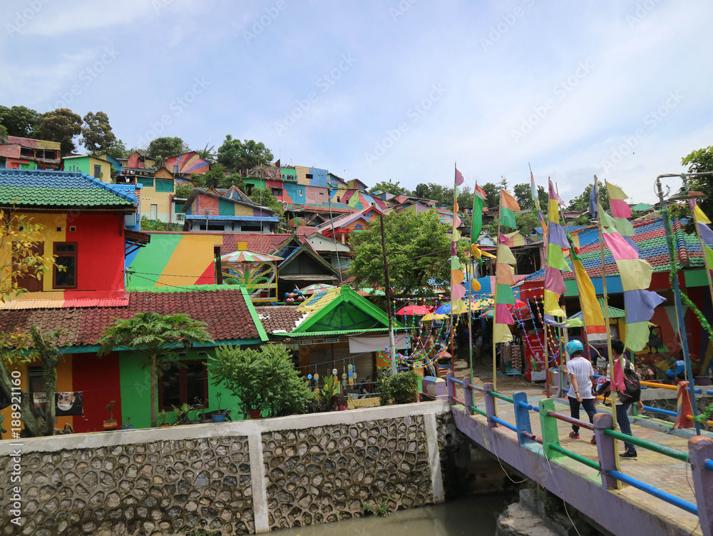 The colourful or 'rainbow' village (Kampung Pelangi) in Semarang, Central Java, Indonesia