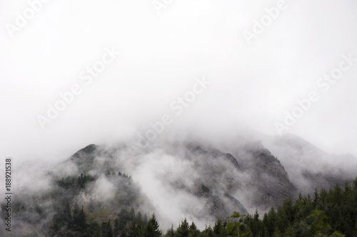 View landscape of alps mountain with clouds at viewpoint of Biberwier, Austria