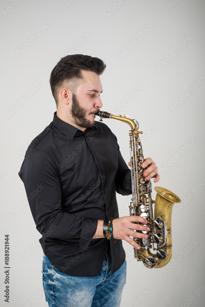 Fototapeta premium Saxophone Player Saxophonist with Sax