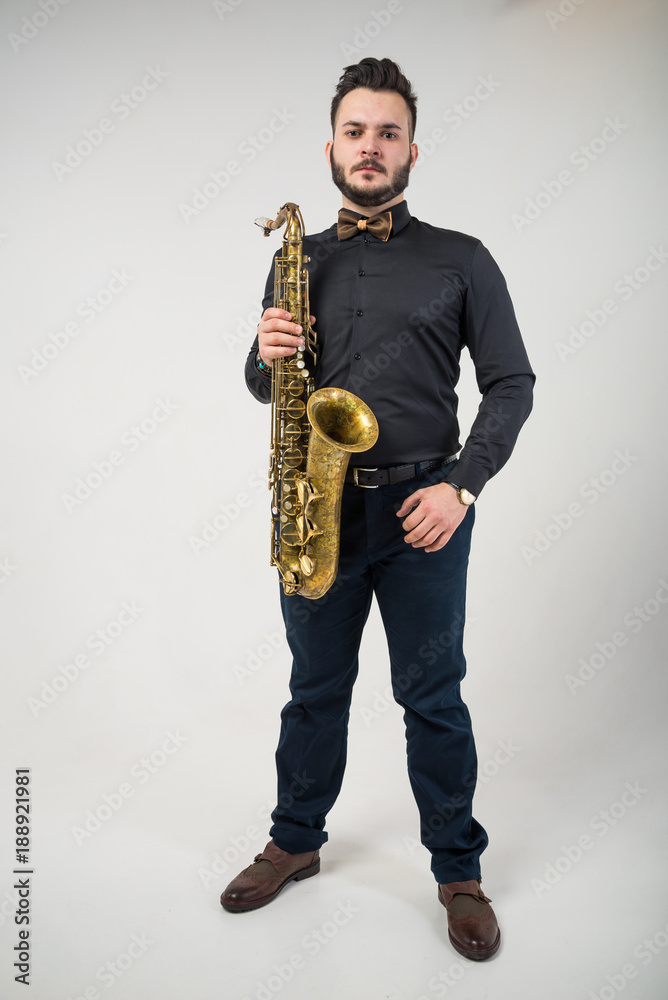 Fototapeta premium Saxophone Player Saxophonist with Sax