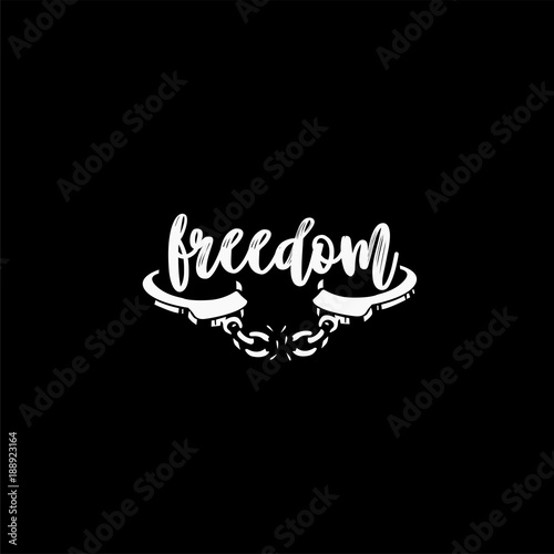 Black Freedom broken chain handcuff sketch photo