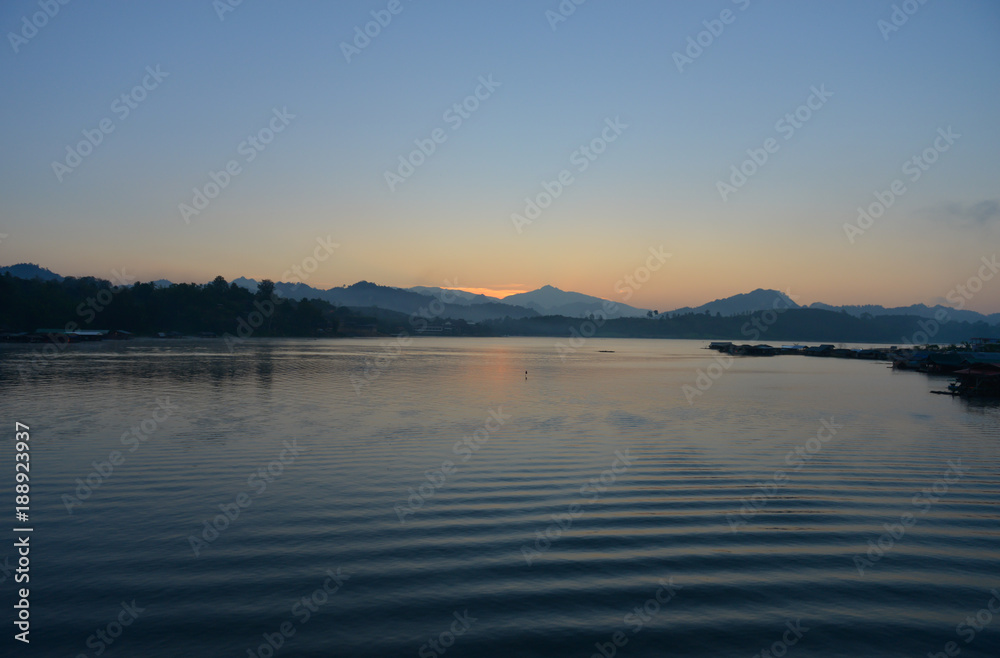 Landscape of lake view on the sun rise