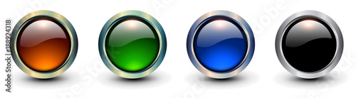 Buttons glossy set, shiny metallic 