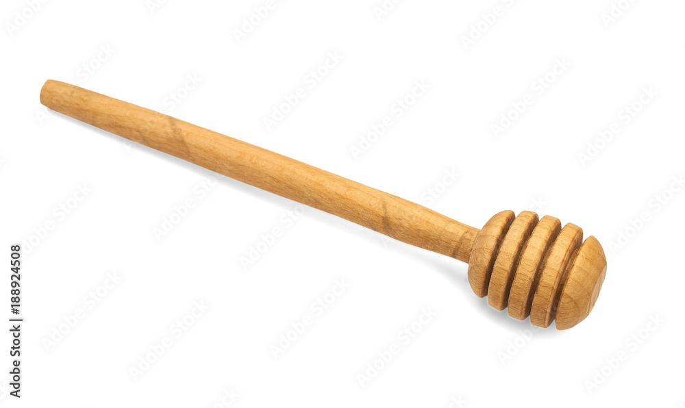 wooden honey stick isolated on white background wooden honey stick isolated on white background