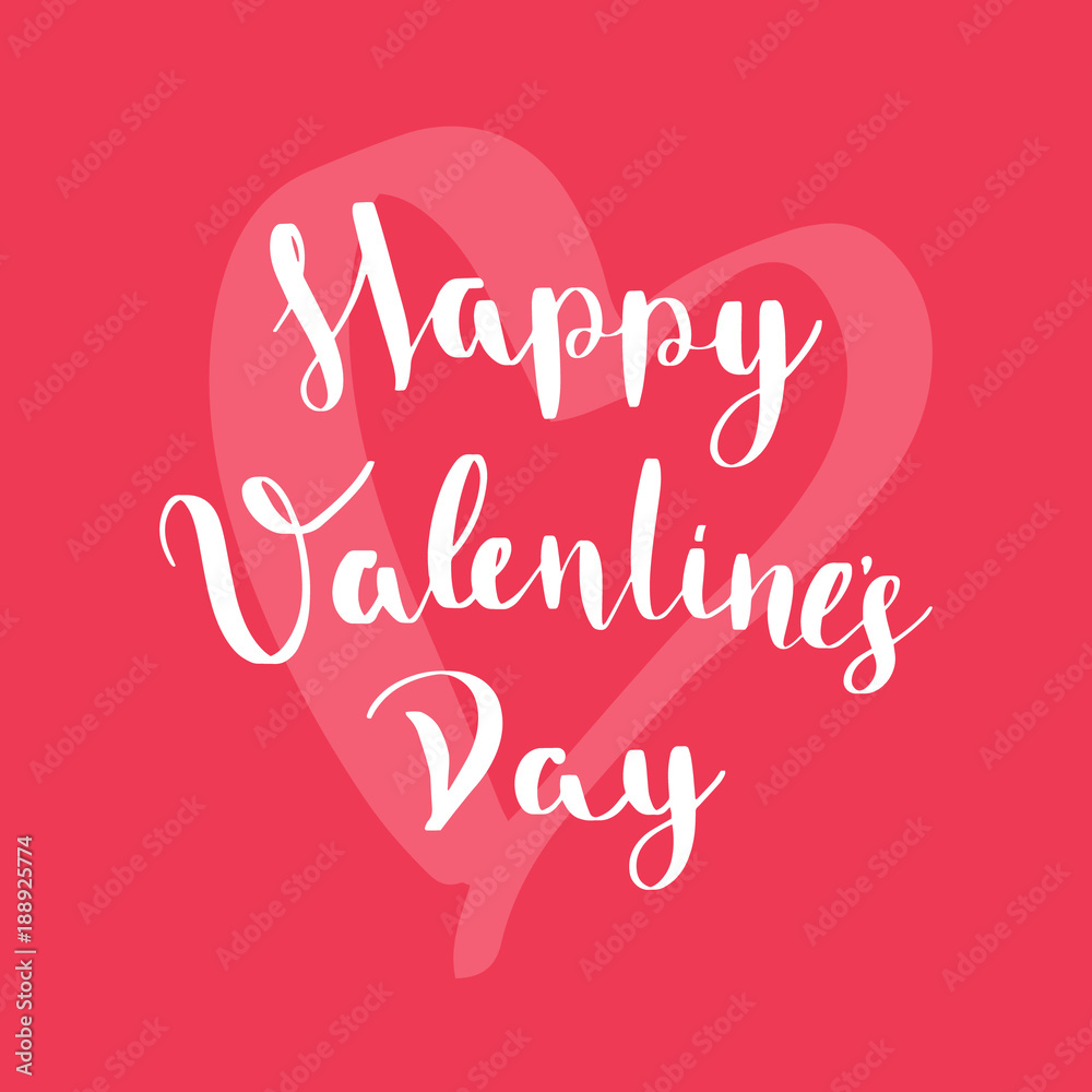 Happy Valentines day card on red background. Vector illustration.
