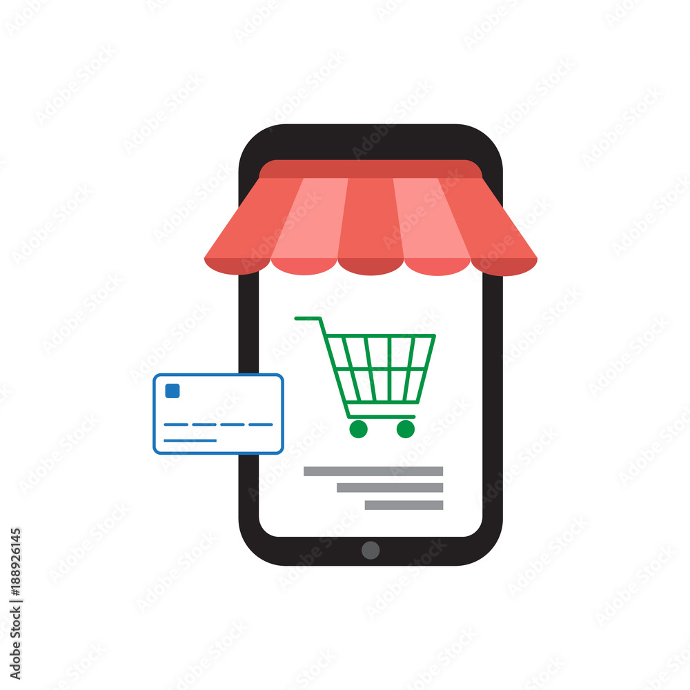 Online shopping with phone flat icon vector illustration. Free Royalty Images. Online shopping with phone flat icon vector illustration. Free Royalty Images.