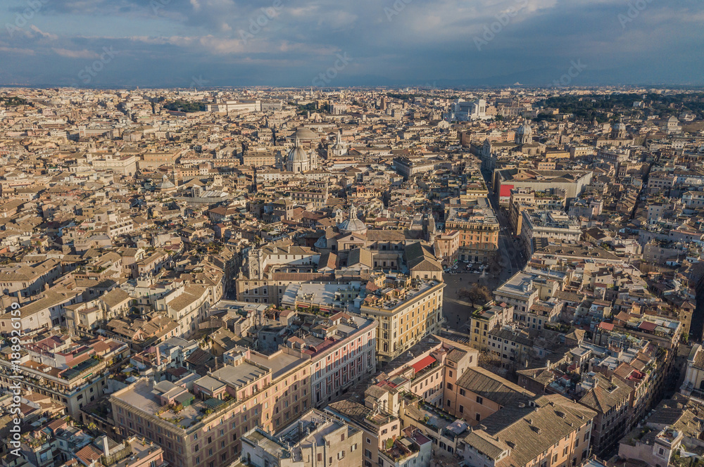 Cityscape of Rome, Italy. Aerial view of old city