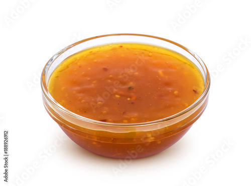 Sweet and sour sauce isolated on white background