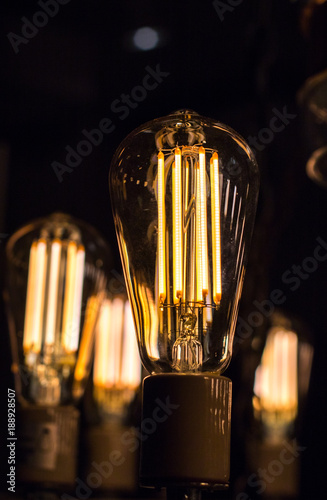 Decorative antique edison style light bulbs are in fact contamplorary LED light bulds made to look like old school. Creating old style look and saving energy
