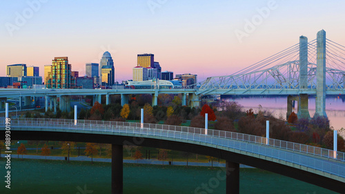 Fotografia Louisville, Kentucky skyline at sunrise