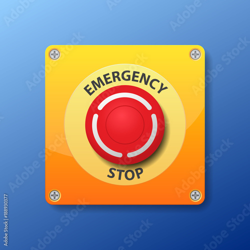 Emergency stop button vector illustration.