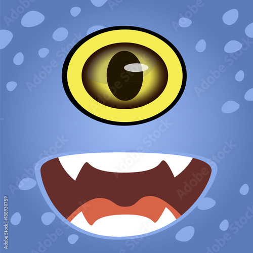 Cartoon face of a monster. Vector illustration.
