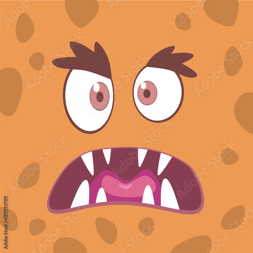 Cartoon face of a monster. Vector illustration.