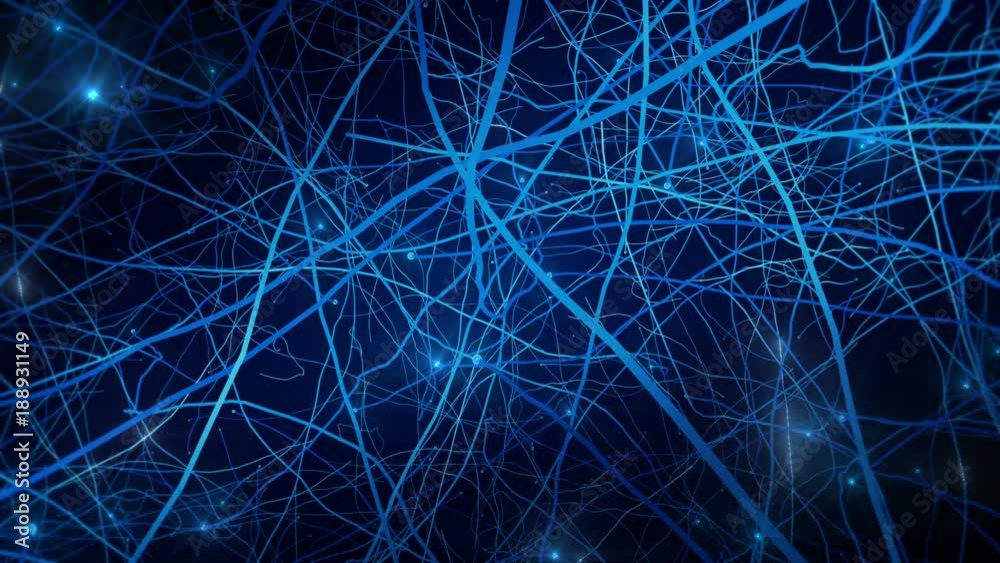 Roots animation in 3D space. Beautiful 3D render of  stripes and lights flying in 3D space. type 2