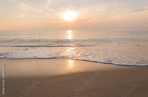 Beautiful sunset reflection on the sea water 