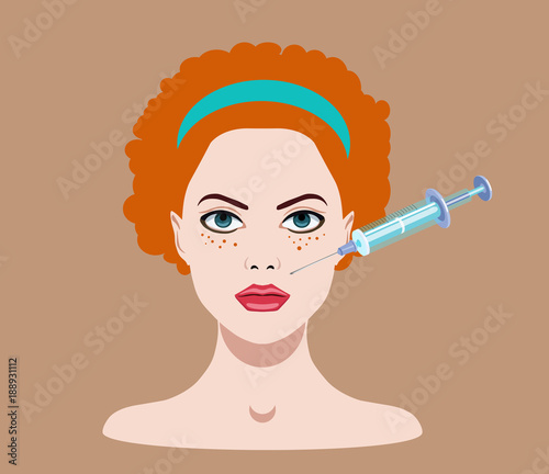 Vector illistraion with girl face and injector