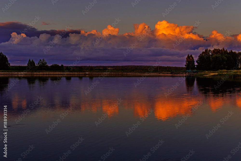 pond at sunset