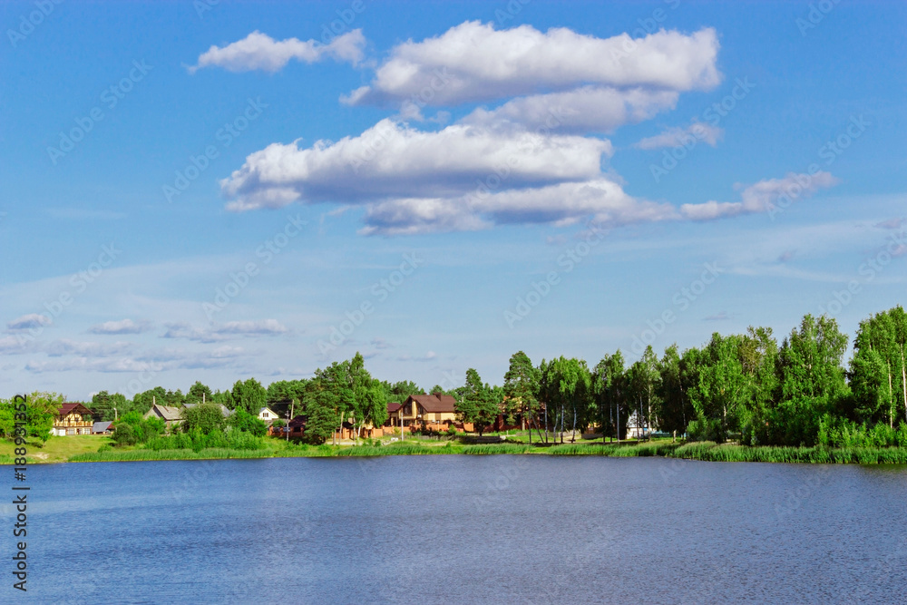 rural houses on the lake